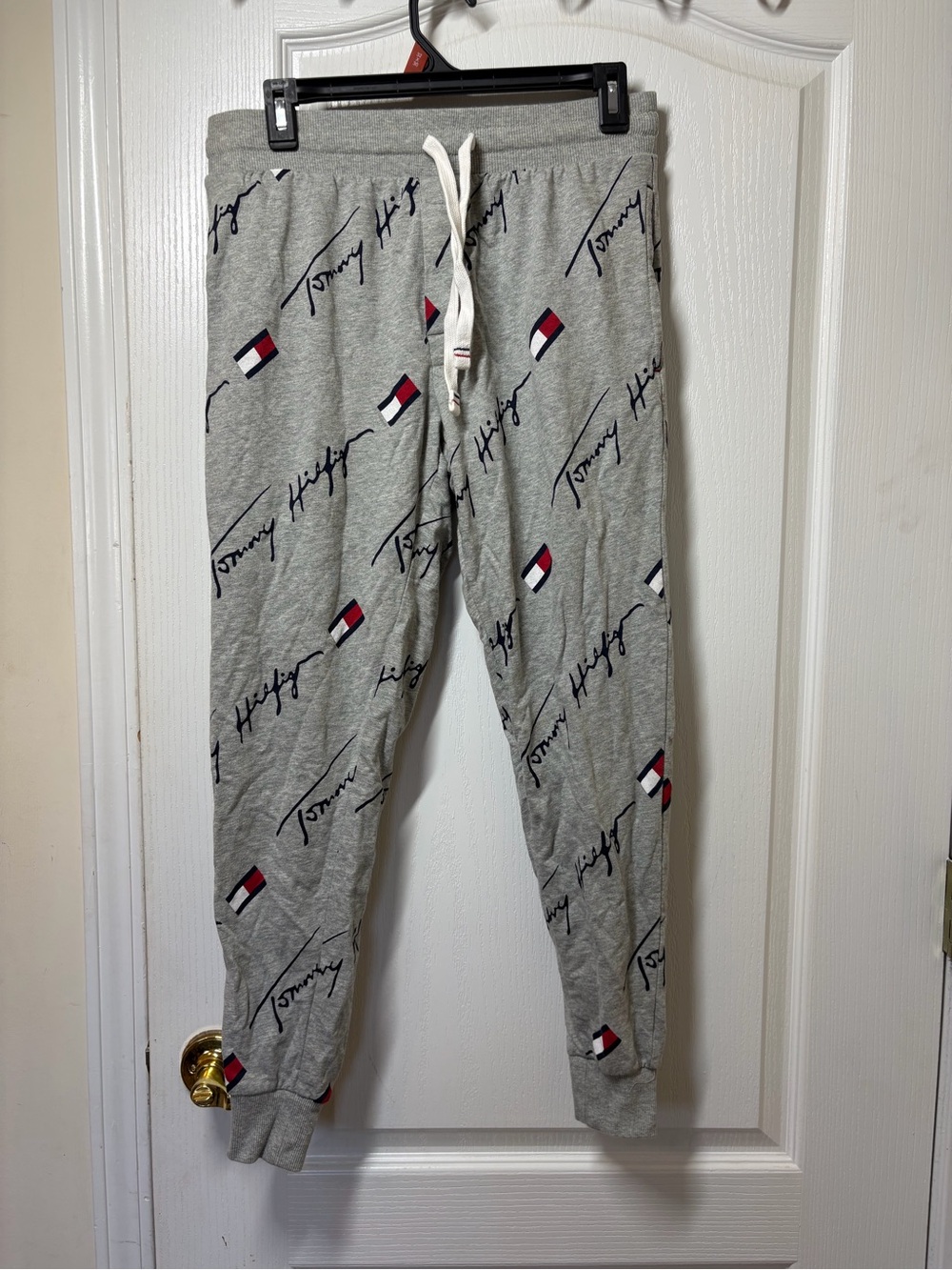 Tommy Hilfiger Men Sleepwear Grey All Over Logo Print Jogger Pants Size Small